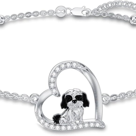 Animal Bracelet Sterling Silver Shih Tzu Dog Jewelry Gifts Women - Picture 1 of 6